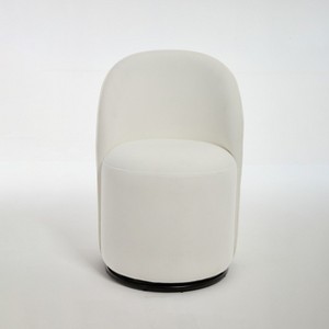 Lirago 21" Wide Cream Velvet Barrel Chair 360° Swivel Upholstered Seat - 1 of 4