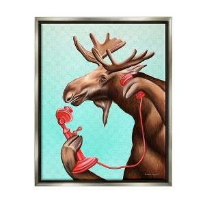 Stupell Industries Vintage Moose With Candlestick Telephone Ombre Background Floater Canvas Wall Art - 1 of 4