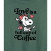 Women's - Peanuts - Belle Love Is A Full Cup Of Coffee with Hearts Lightweight French Terry Wide Neck Long Sleeve Shirt - 2 of 4