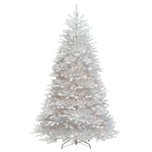 ANGELES HOME 7.5 ft. White Pre-Lit Hinged Artificial Christmas