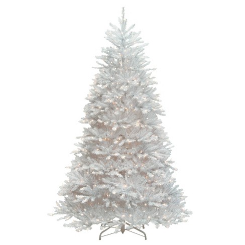 Angeles Home 7.5 ft. White Pre-Lit Hinged Artificial Christmas Tree with Remote Control Lights