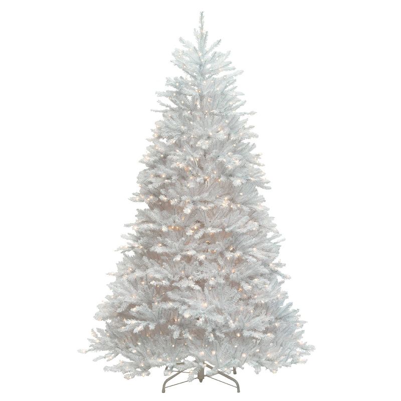 7.5ft National Christmas Tree Company Pre-Lit Dunhill Fir White Hinged Full Artificial Christmas Tree with 750 Clear Lights, 1 of 5