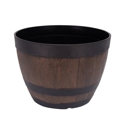 VECELO 9/11.3/13 in. Planters, Plastic Pot with Perforated Tray, Decorative Foliage Plants, Vintage Planters 3-Piece Set, Artificial Wood Planters