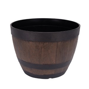 VECELO 9/11.3/13 in. Planters, Plastic Pot with Perforated Tray, Decorative Foliage Plants, Vintage Planters 3-Piece Set, Artificial Wood Planters - 1 of 4