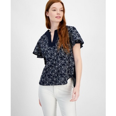 Tommy Hilfiger Womens Floral Tunic Blouse