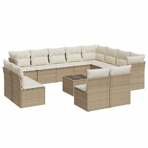 vidaXL Garden Sofa Set Beige, Cream white - 1 of 4