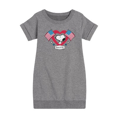 - Peanuts - Snoopy Since 1776 Flag Heart Graphic Short Sleeve Fleece Dress