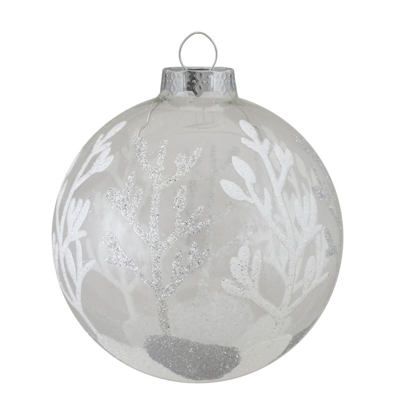 Northlight 4ct Silver and Clear Glass 2-Finish Christmas Ball Ornaments 3.25-Inch (80mm), 4 of 5