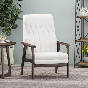 25.75" Matte Faux Leather Upholstered Accent Chair with Tufted Stitching, Channel and Diamond Stitching - 1 of 4