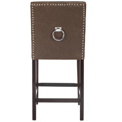 Nikita Brown Birch Wood Counter Stools with PU Leather, Set of 2