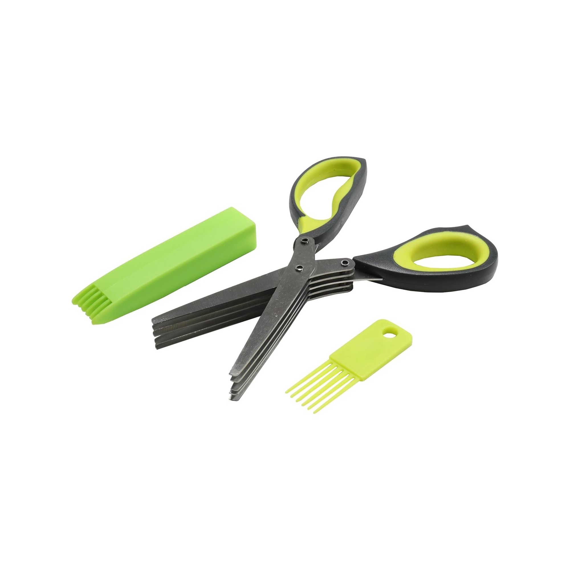 Chef Craft Herb Cutter Scissors Set, Multipurpose 5 Blade Cutting Shears with Sheath and Cleaning Comb