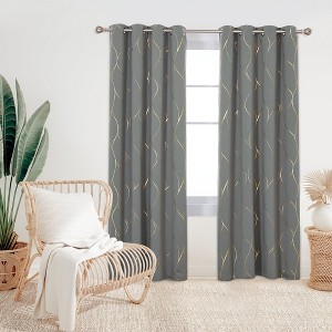 Deconovo Gold Line 52 Width Curtain Panel Pair (2 Panel) - 1 of 4