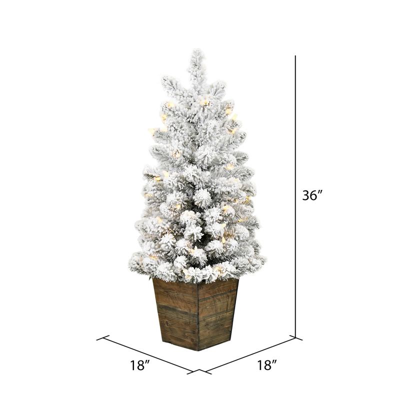Vickerman Flocked Gifford Slim Potted Pine Artificial Christmas Tree, 3 of 5
