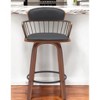 HomeRoots 26" Black And Wood Brown Faux Leather Swivel Low Back Counter Height Bar Chair - 2 of 4