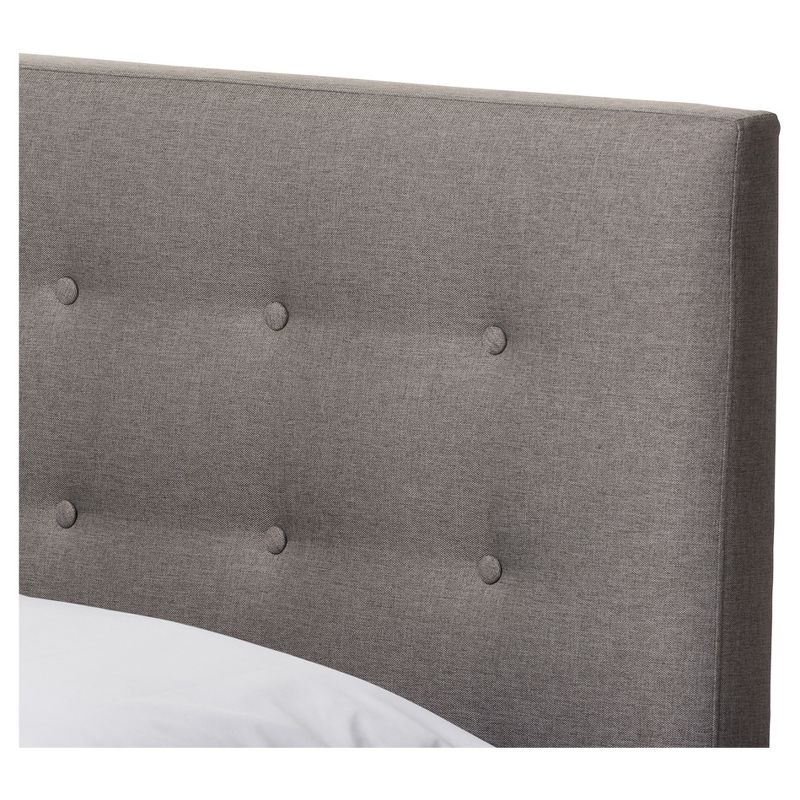Alinia Mid-Century Retro Modern Fabric Upholstered Walnut Wood Platform Bed - Queen - Baxton Studio, 3 of 7