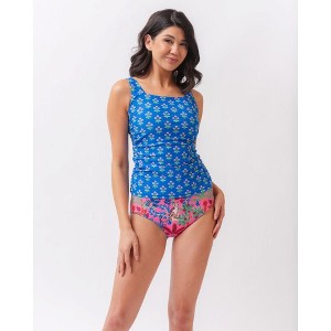 Three Blooms Square Neck Tankini Top - 1 of 4