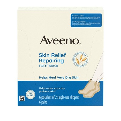 Aveeno Repairing CICA Foot Mask with Prebiotic Oat & Shea Butter for Extra Dry Skin, Fragrance Free