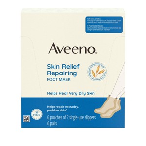 Aveeno Repairing CICA Foot Mask with Prebiotic Oat & Shea Butter for Extra Dry Skin, Fragrance Free - 1 of 4
