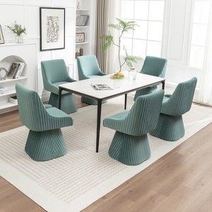 SEYNAR Modern Velvet 360 Degree Swivel Armless Dining chair Set of 6 - 1 of 4