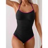 Eomenie Women's One Piece Swimsuit Tummy Control Slimming Bathing Suit Ruched Swimwear Tie Back Shell Stitch Swim Suit - 2 of 3