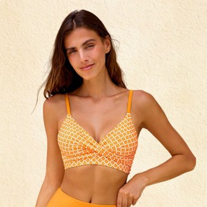 Cupshe Women's Wrap Front Bikini Top with Floral Print-XL-Yellow