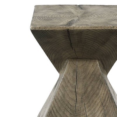 Zahi Weathered Oak and Cement Geometric Accent Table