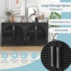 Large Storage Space Sideboard with Artificial Rattan Door and Metal Handles for Living Room and Entryway (Black) - 3 of 4