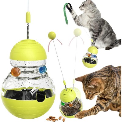 Attop Cat Interactive Toys for Indoor Cats Kitten Wand Toy Kitty Tracking Balls Slow Food Dispenser Treat Dispensing Feeding