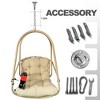 NAYSAYE Patio Swing Wicker Egg Chair with Stand, Cushion and Cup Holder for Backyard and Garden Relaxation, Beige and Brown, 38"*78"*18" - 3 of 4