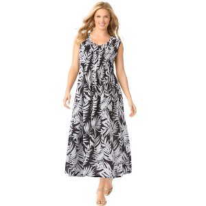 Woman Within Women's Plus Size Pintucked Sleeveless Dress - 1 of 4