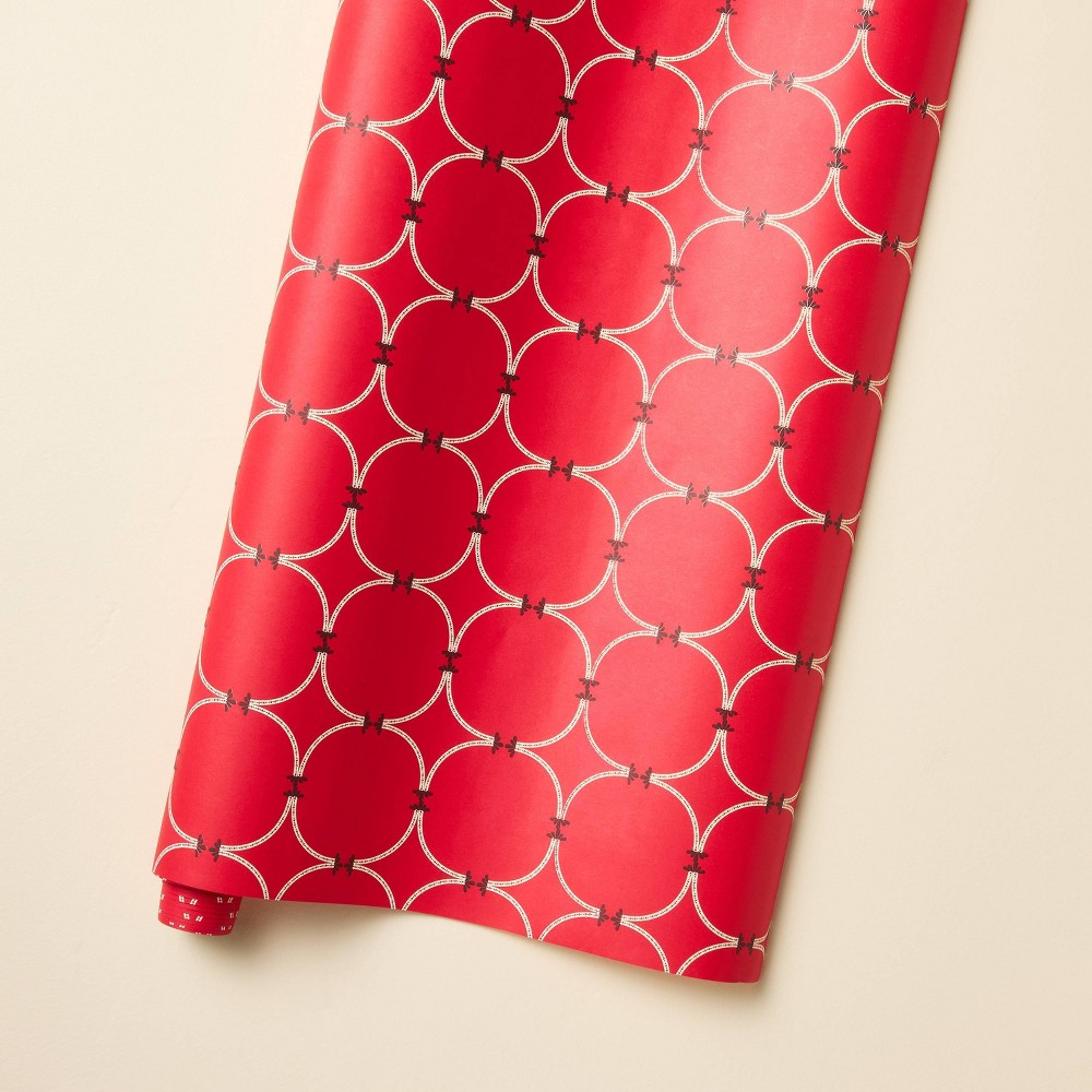 30 sq ft Crescent Printed Christmas Gift Wrap Red/White/Black - Hearth & Hand™ with Magnolia: Classic Windowpane Pattern 4 Rolls
