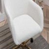 GlasFlength Task and Office Chairs Modern Teddy Fabric Adjustable Height Swivel Chair with Gold Base for Home Office, White, 24.8"*22.8"*33.8" - 4 of 4