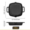 vancasso Griddle Pans Pre-Seasoned Cast Iron Frying Pan Square with Double Handle for Induction, Electric & Gas Hobs Grill Steak and Veggies Black - 2 of 4