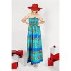 HAPPY BAY Women's A line Slit Maxi Casual Beach Vacation Dress Tube Evening Long Strapless Christmas Holiday Outfits for Women L-XL Palm Tree Lapis - 2 of 4