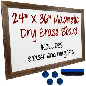 Excello Global Products Rustic Wooden Magnetic Dry Erase Whiteboard, 24"x36" - 1 of 4
