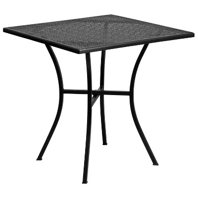 28" Black Steel Square Patio Dining Set with 4 Chairs