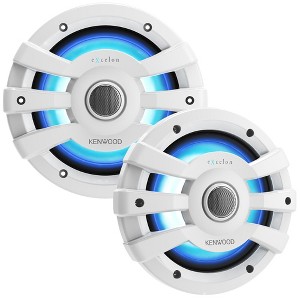 Kenwood XM77WL 7.7" 2-Way White Coaxial Speakers Marine/Powersports for 6-7/32" Diameter Mounting Hole, 21-Color Front & Back RGB Illumination - 1 of 3