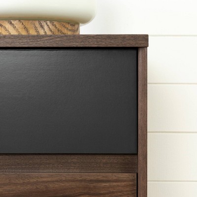 Olvyn 2-Drawer Natural Walnut and Charcoal Nightstand