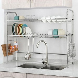 LunaLulinlk Over Sink Dish Drying Rack 2-Tier Large Capacity Dish Rack Bowl Shelf Steel - 1 of 4
