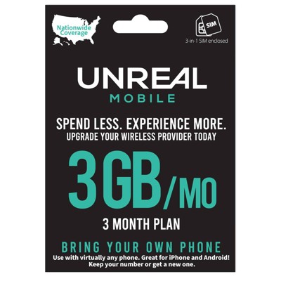 UNREAL Mobile SIM Kit 3-Month 3GB - Black