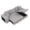 104 Pull Out Sleeper Sofa, Reversible L-Shape Sectional Couch with Storage  Chaise and 2 Stools, Gray-ModernLuxe