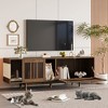 Airsurfer Mid-Century Modern style 2 IN 1 Furniture 74" Walnut TV STAND with Sliding Flip-down door, Cat house Litter Box With Sisal Scratcher Board - 2 of 4