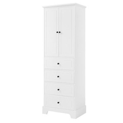 Ridstar 68.1 in. H White Bathroom Storage Cabinet with 2 Doors and 4 Drawers