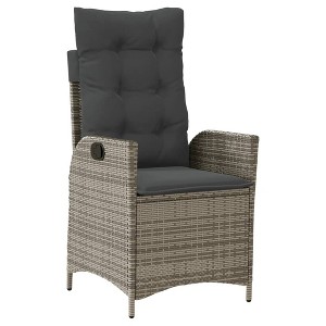 vidaXL Reclining Patio Chair with Cushions Gray Poly Rattan - 1 of 1
