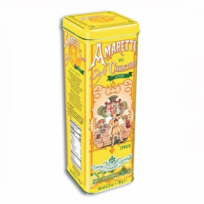 Chiostro di Saronno SOFT LEMON Amaretti Cookies Tower Tin 6.35 Oz. / 180 G.