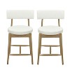PAGED Bar Chairs Set of 2, Mid Century Modern Counter Stools with Wood Frame, Upholstered Dining Chairs for Home Pub - 2 of 4