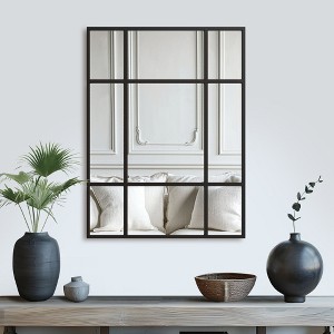 Lirago Wrought Iron Rectangular Black Panel Wall Mirror 0.78" D x 30" W x 39" H - 1 of 4