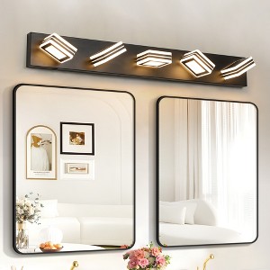 34" Modern 5-Light LED Vanity Light - Sleek Bathroom Wall Fixture, Iron & Acrylic, Dimmable & Energy-Efficient, Ideal for Mirror Lighting - 1 of 4