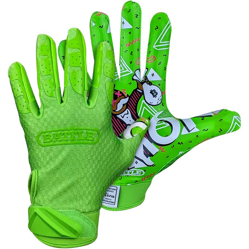 Battle Sports Youth Money Man 2.0 Football Receiver Gloves - Neon Green, 2 of 3