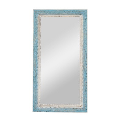 60" x 32" Country Cottage Mango Wood Wall Mirror Turquoise - Olivia & May